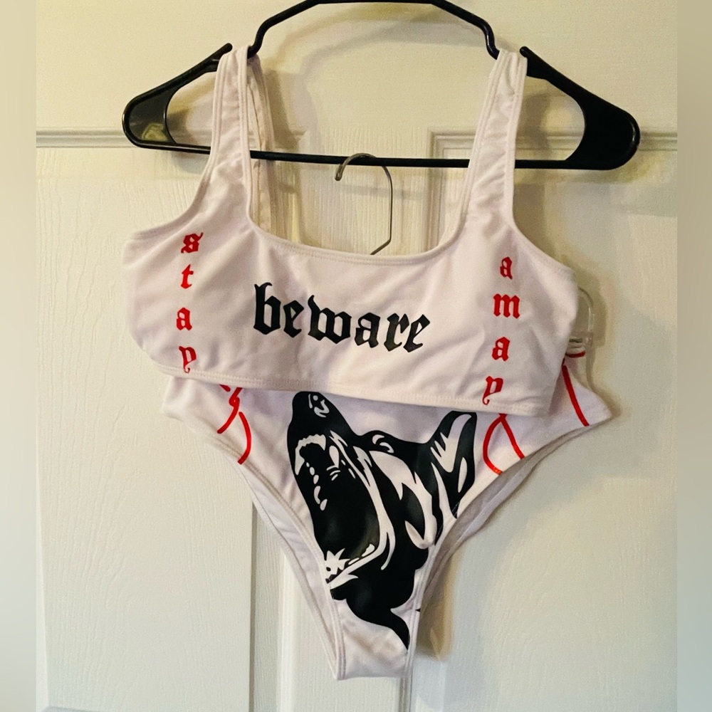 White and Black Junkyard Dog Swimsuit